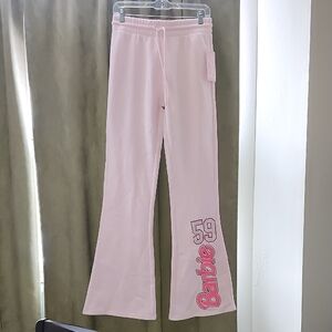 Barbie Soft Pink Flared Joggers Pants Size M Medium NWT New with Tags